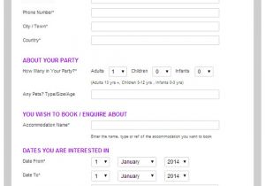 Accommodation Booking form Template Bookmee Editions Accommodation Entertainment