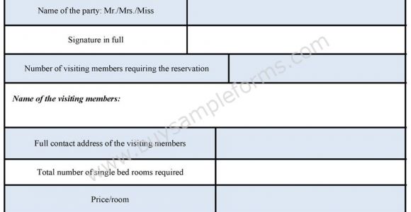 Accommodation Booking form Template Hotel Reservation form Hotel Reservation form Template