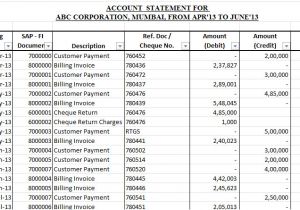 Account Statement Email Template Customer Account Statement Template In Excel