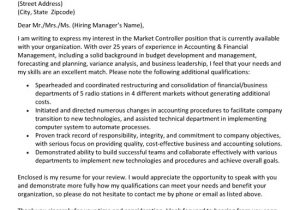 Accounting and Finance Cover Letter Examples Accounting Cover Letter Example