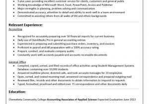 Accounting Student Resume No Experience for 5 Years Experience In Accounting Internship Resume