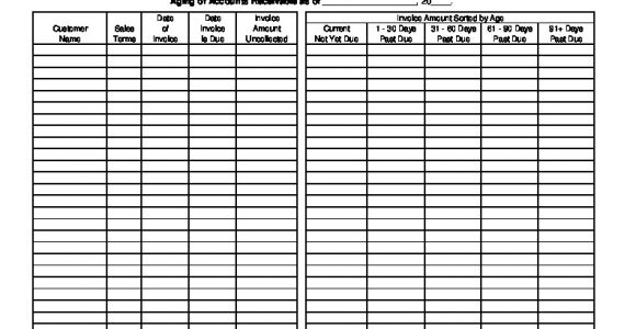 Accounts Receivable forms Templates Aging Of Accounts Receivable Business forms