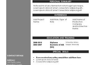 Acting Resume format Word Acting Resume Template