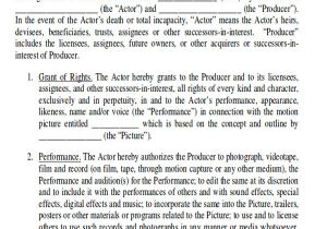 Actor Contract Template Performance Agreement Contract Sample 10 Examples In