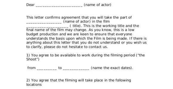 Actors Contract Template Actors Contract