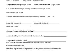 Acupuncture Receipt Template Acupuncture Intake form