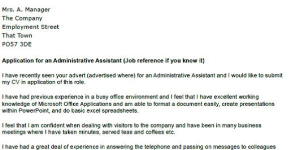 Admin asst Cover Letter Administrative assistant Cover Letter Example Icover org Uk