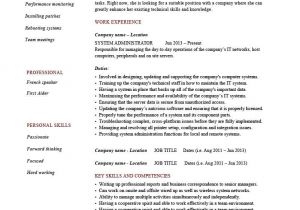 Admin Resume In Word format System Administrator Cv Resume Template Example format