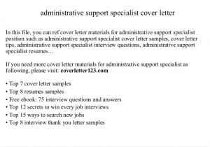 Administration Support Officer Cover Letter Administrative Support Specialist Cover Letter