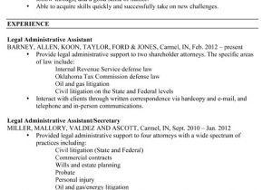 Administrative assistant Resume Sample 2014 Resume for A Legal Administrative assistant Susan