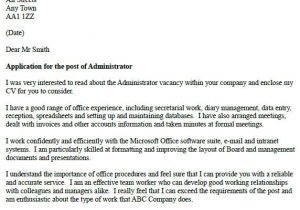 Adminstration Cover Letter Administrator Cover Letter Example Icover org Uk