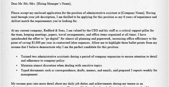 Adminstrative assistant Cover Letter Administrative assistant Executive assistant Cover