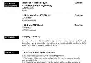Aeronautical Engineer Fresher Resume format Resume format for Freshers Bsc Computer Science B Sc