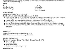 Aeronautical Fresher Resume format Resume Sample Aerospace Engineering Aerospace Engineer