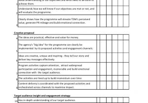 Agency Pitch Template Evaluation for Pr and event Management Agencies