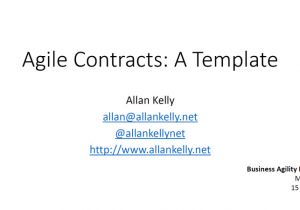 Agile Contract Template Agile Contracts A Template by Allan Kelly