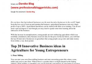 Agricultural Business Plan Template 20 Business Ideas In Agriculture for Young Entrepreneurs