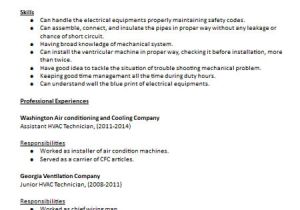 Air Conditioning Technician Resume Samples Hvac Technician Resume Sample