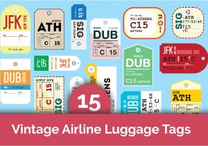 Airline Luggage Tag Template 15 Vintage Airline Luggage Tags Objects On Creative Market