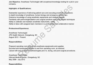 Anesthesiologist Cover Letter Resume Samples Anesthesia Technologist Resume Sample
