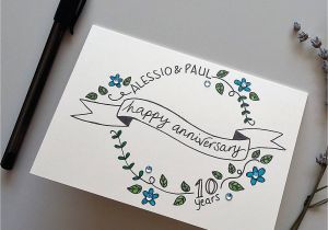 Anniversary Card for Parents Handmade Personalised Anniversary Floral Wreath Card Congratulate