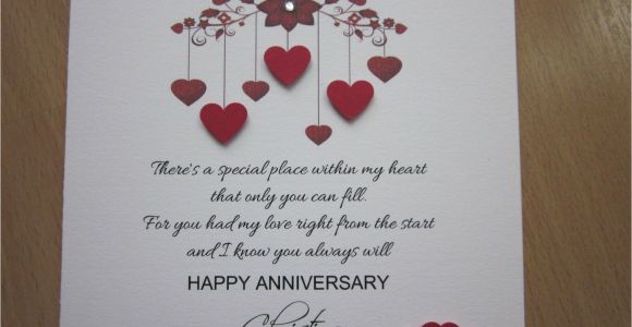 Anniversary Card Notes for Wife Details About Personalised Handmade Anniversary Engagement