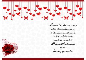 Anniversary Card to Parents What to Write Happy Anniversary Greeting Card