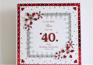 Anniversary Card Verse for Wife 40th Ruby Wedding Anniversary Card Wife Husband Mum Dad Nan