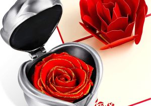 Anniversary Ke Liye Greeting Card Chengu Preserved Flower Rose forever Rose Christmas Never withered Eternal Rose with Gift Box and 3d Pop Up Rose Greeting Card for Xmas Valentine S
