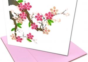 Anniversary Ke Liye Greeting Card Cherry Blossom Quilling Greeting Card 6×6 with Envelope Any Occasion Blank Inside Hand Made Suitable for Framing