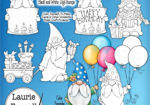 Anniversary Stamps for Card Making Gnome Digital Stamps Birthday Day Digital Stamps Digi