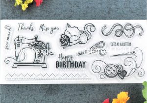 Anniversary Stamps for Card Making Happy Birthday Cats Sewing Machine Scrapbook Diy Photo Cards