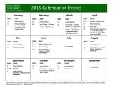 Annual Calendar Of events Template Yearly events Calendar Templates Free Printable
