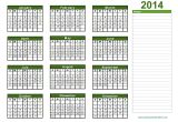 Annual Calendar Template 2014 Yearly Calendar 2014 Printable Calendar 2014 Blank