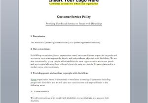 Aoda Policy Template Customer Service Standard Policy Template Accessibility