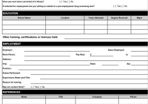Application for Hire Template 50 Free Employment Job Application form Templates