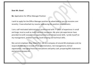 Applying for Management Position Cover Letter Office Manager Cover Letter