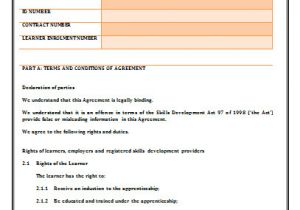 Apprentice Contract Of Employment Template Apprenticeship Agreement Template by Agreementstemplates org