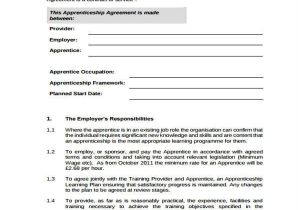 Apprenticeship Contract Template Uk 7 Apprenticeship Agreement form Samples Free Sample