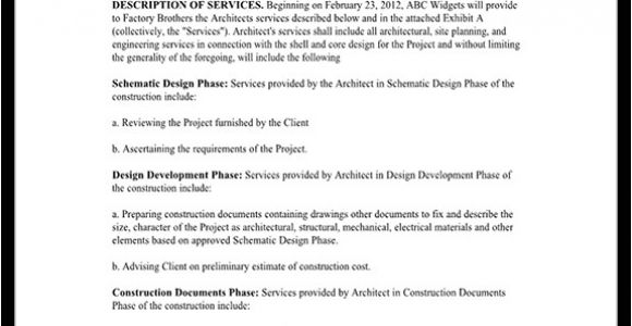 Architect Contract Template Architect Contract Agreement for Client Individuals with