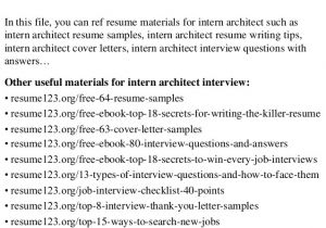Architecture Student Resume for Internship top 8 Intern Architect Resume Samples