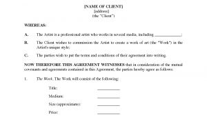 Artist Commission Contract Template Commission Contract for original Art Legal forms and