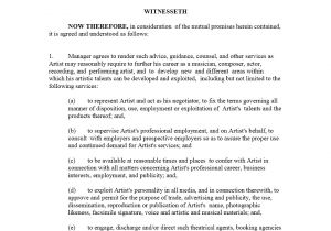 Artists Contract Template Artist Management Contract Template