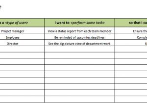As A User I Want User Story Template Free Agile Project Management Templates In Excel