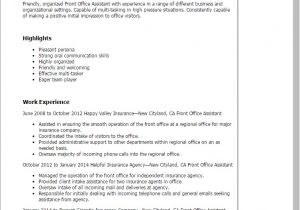 Assistant Front Office Manager Resume Sample 1 Front Office assistant Resume Templates Try them now