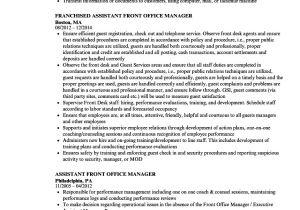 Assistant Front Office Manager Resume Sample assistant Front Office Manager Resume Samples Velvet Jobs