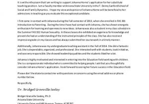 Asu Cover Letter Johanna Horne Undergrad Ta Letter Of Recommendation