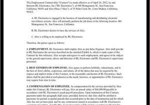 At Will Employment Contract Template Employment Contract Template Employment Agreement