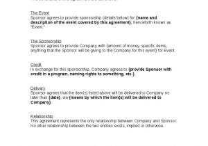 Athlete Sponsorship Contract Template event Sponsorship Agreement Template Picture event