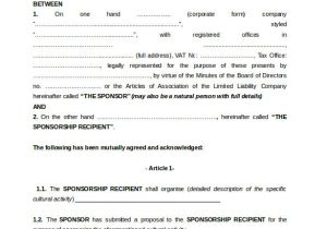 Athlete Sponsorship Contract Template Sponsorship Agreement Template Shatterlion Info